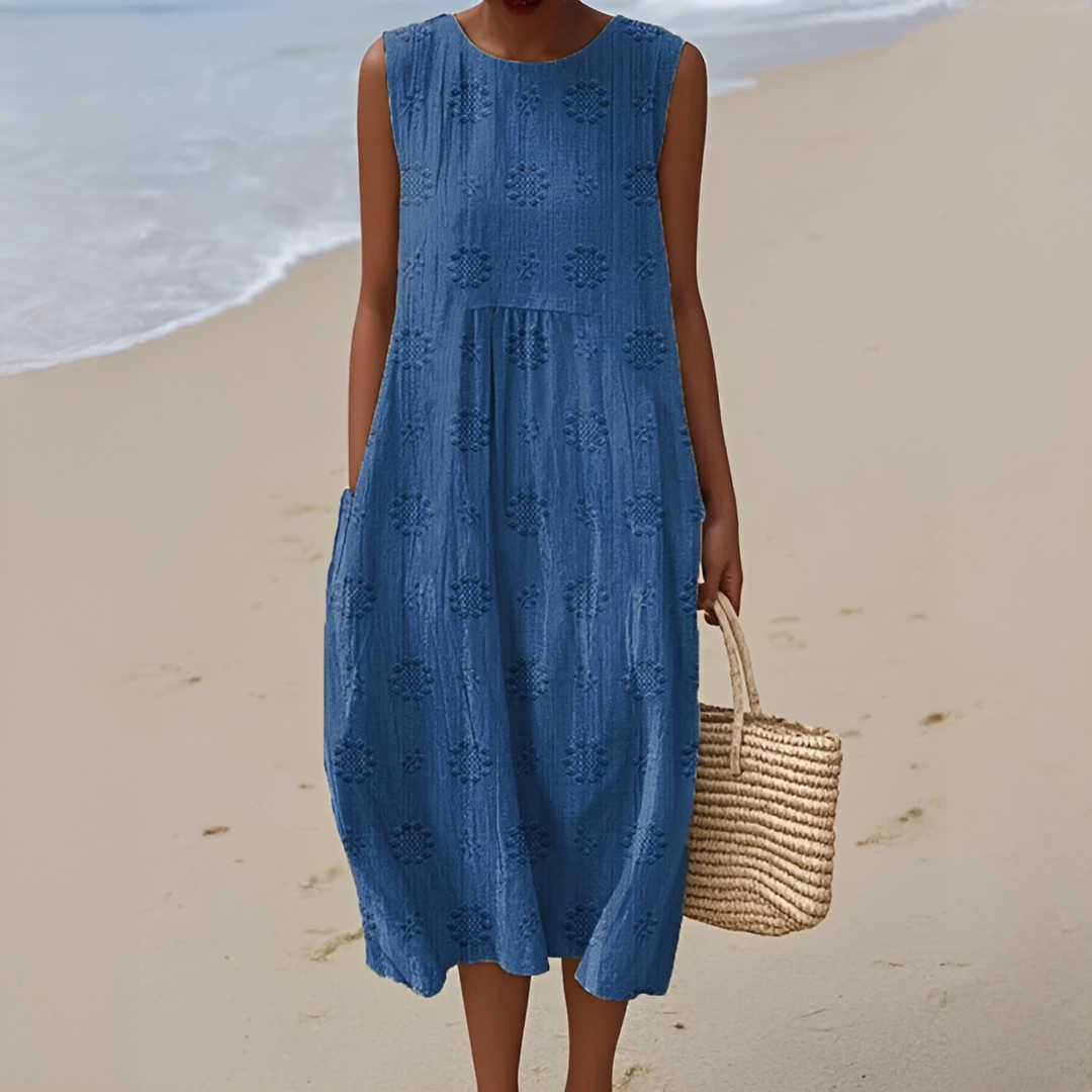 Damen ärmelloses Sommerkleid mit Taschen – Luftiges Kleid für Alltag, Urlaub und warme Tage