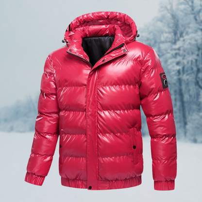 Mason | Herren Winterjacke Wasserdicht Gepolstert, Glänzende Steppjacke mit Kapuze