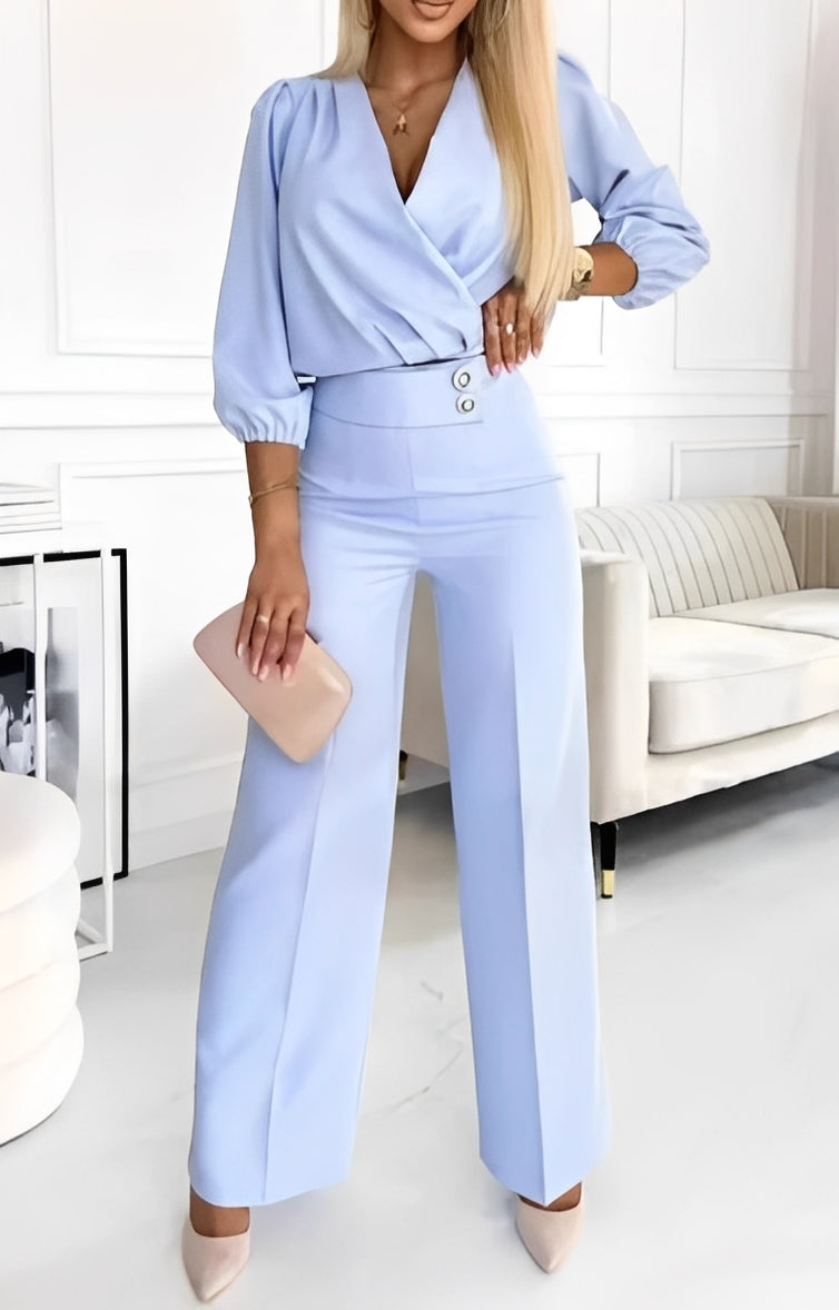 Damen Zweiteiliges Set mit Knopfdetails – Elegantes Outfit für Büro und besondere Anlässe