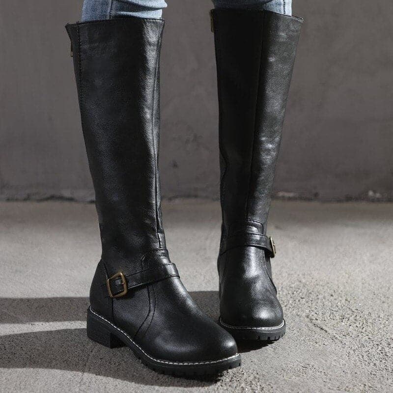 Amarisse | Damen Stiefel Kniehoch mit Blockabsatz, Eleganter Rundzehen-Stil & Hoher Tragekomfort