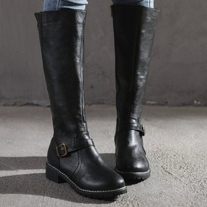 Amarisse | Damen Stiefel Kniehoch mit Blockabsatz, Eleganter Rundzehen-Stil & Hoher Tragekomfort