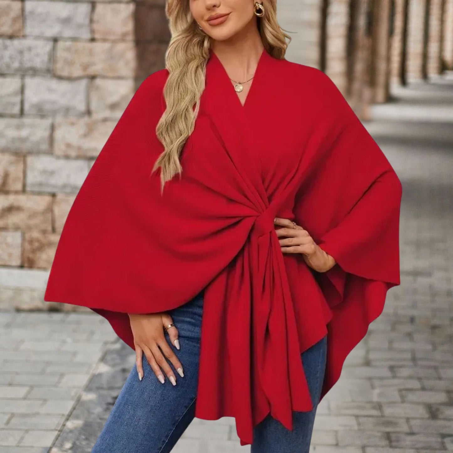 Elegantes Wickel-Poncho-Top Damen | Stilvolle Leichtigkeit & femininer Chic