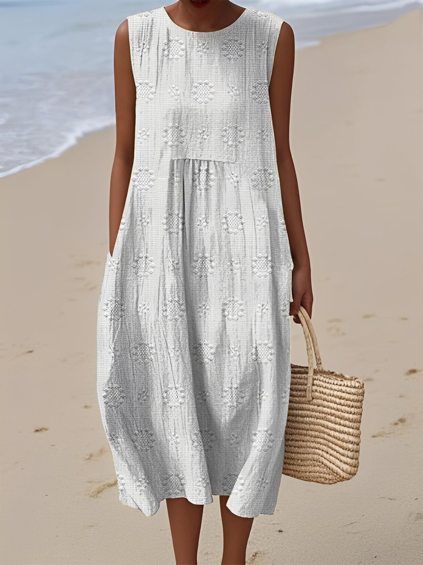 Damen Sommerkleid – Ärmelloses Kleid mit modernem Muster und bequemer Passform