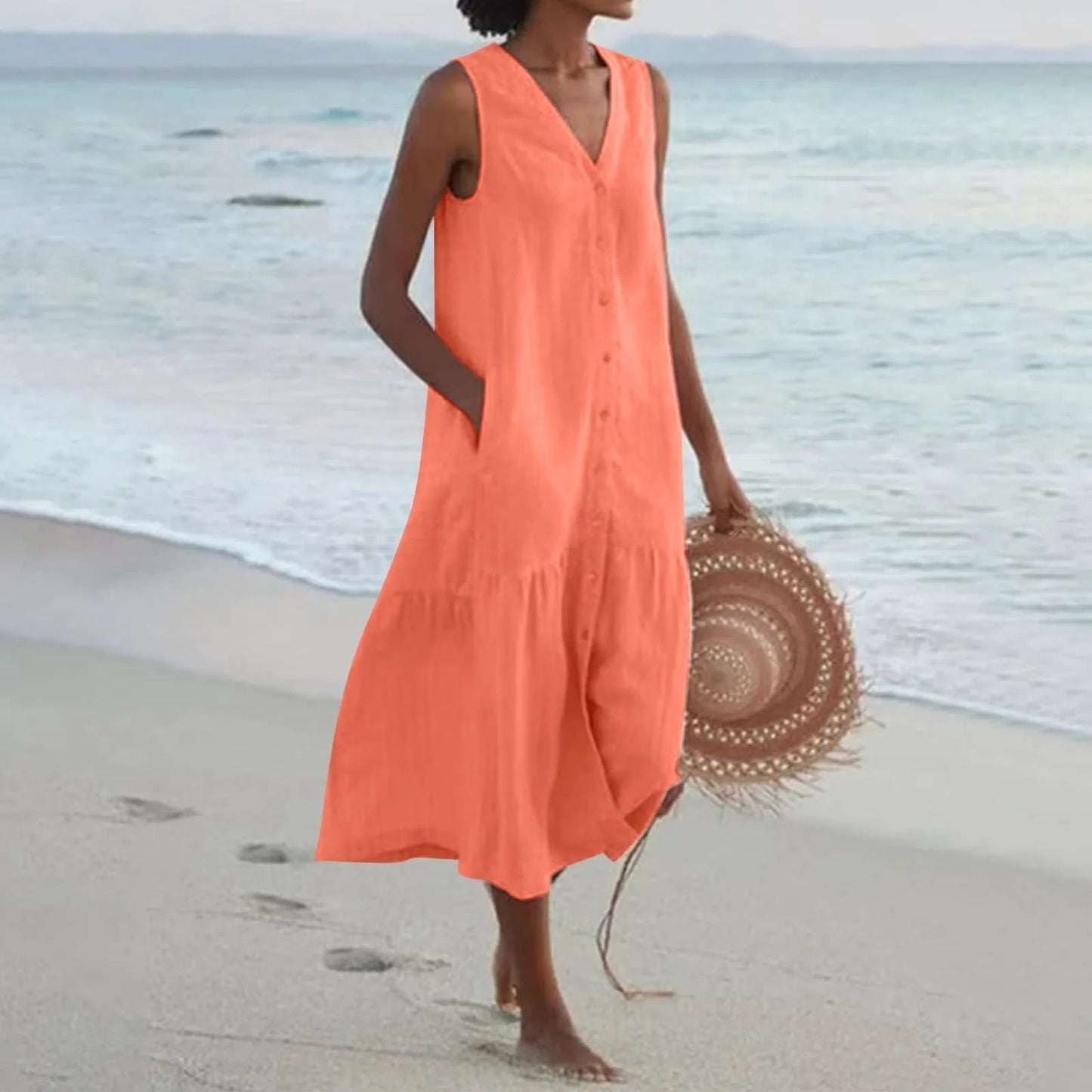 Damen Sommer-Top mit V-Ausschnitt – Elegant, Ärmellos & Vielseitig