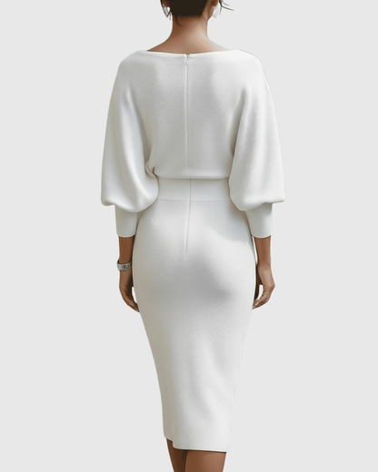Damen Midikleid – Elegantes Kleid mit Drapierung und fließender Passform