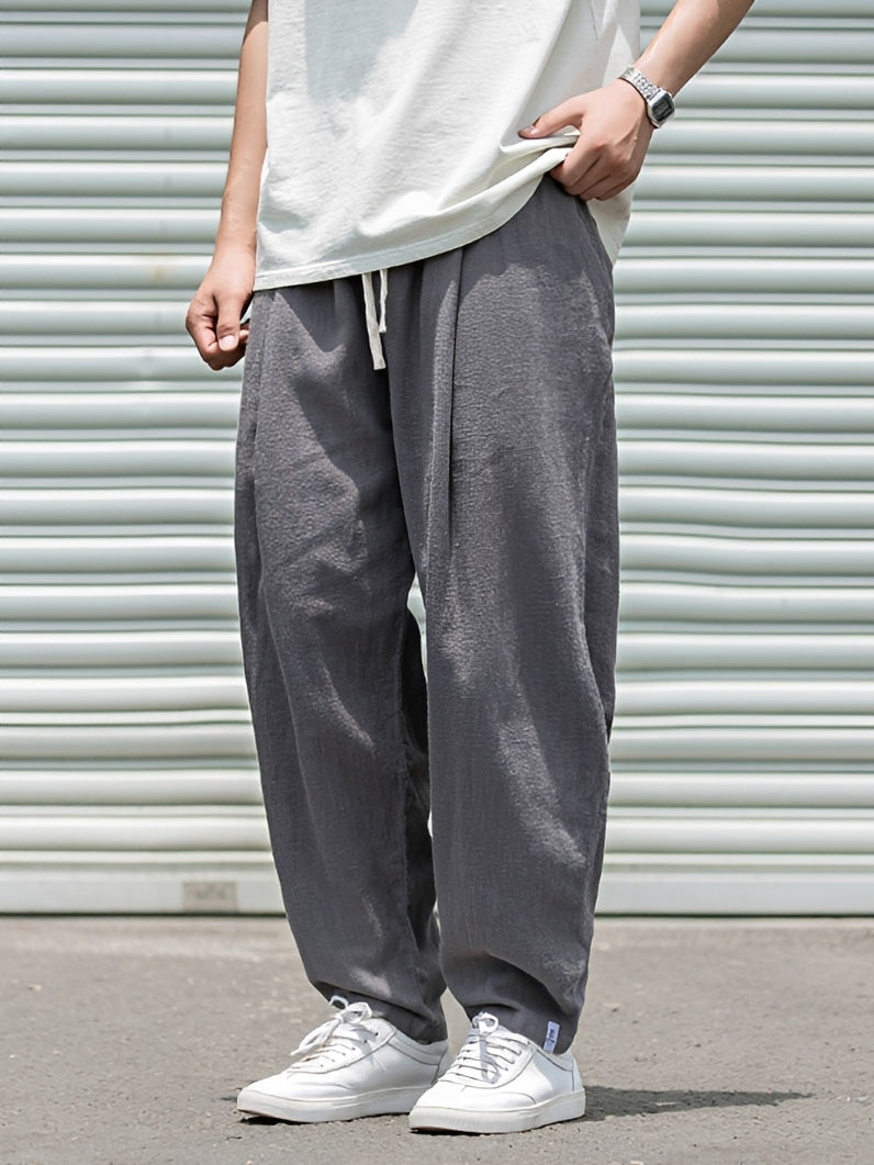 Herren Hose mit weitem, geradem Bein – Leichte Freizeithose für Alltag, Urlaub und entspannte Looks