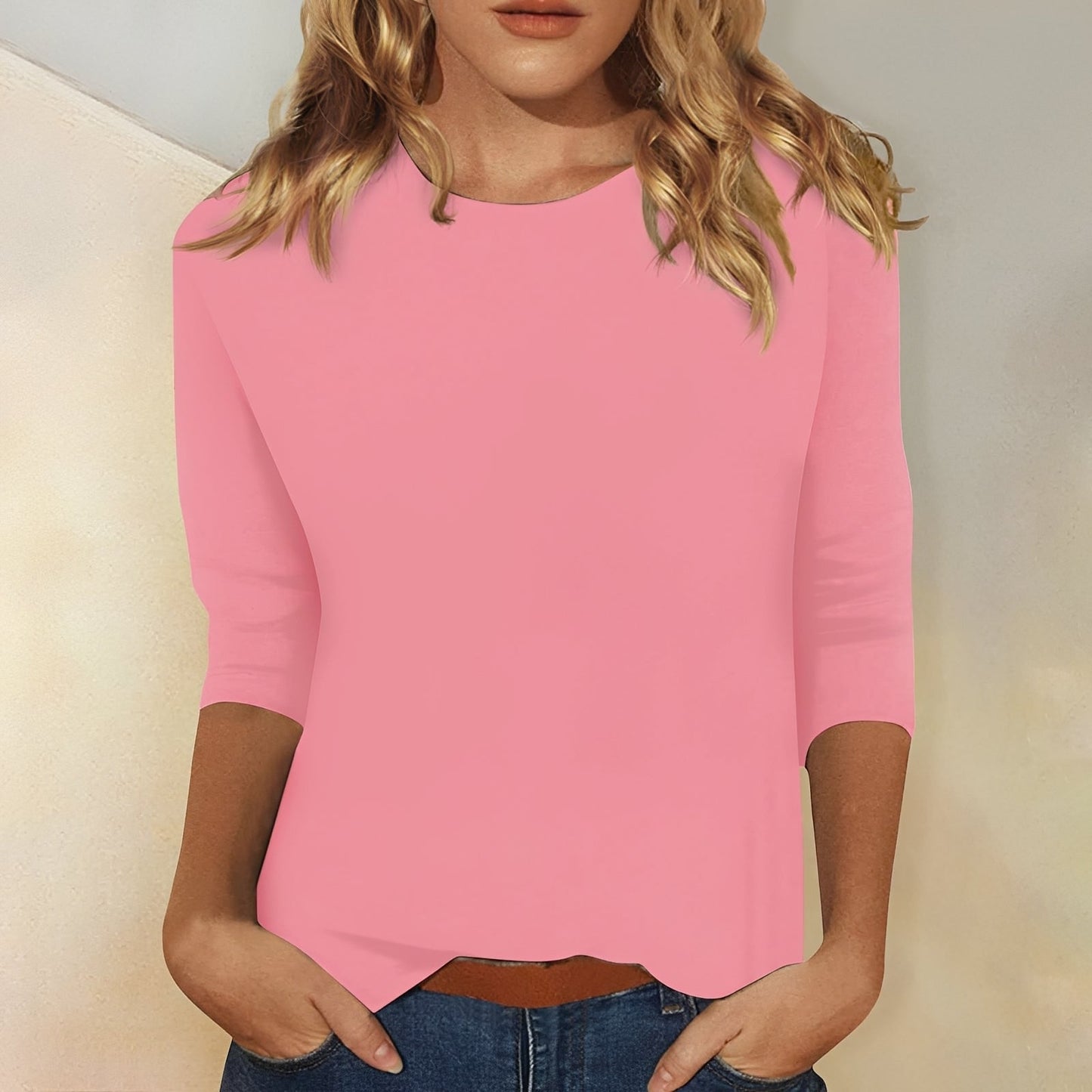 Damen Shirt mit 3/4-Ärmeln – Komfortables Freizeitoberteil für Alltag und entspannte Outfits