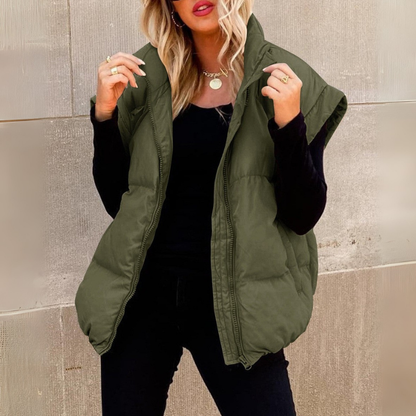 Halwina | Damen Kurzweste mit Stehkragen | Gefüttert & Reißverschluss