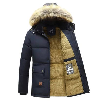 Dexter | Herren Winterparka warm gefüttert mit abnehmbarer Fellkapuze | Elegante Winterjacke gefüttert
