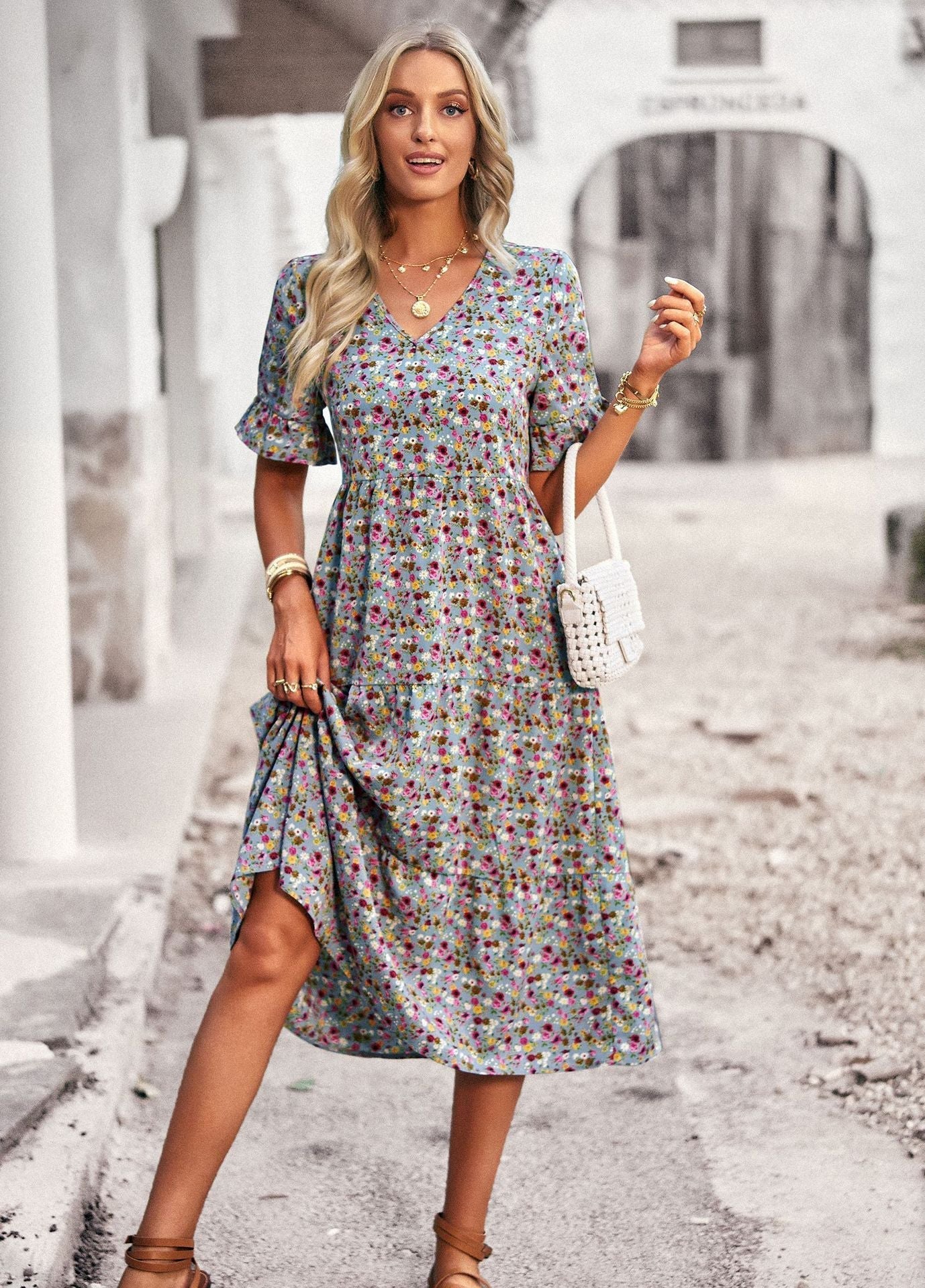 Damen Midikleid – Florales Kleid mit bequemer Passform