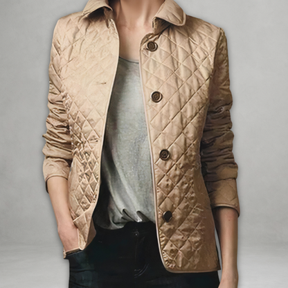 Gestepfte Damen Übergangsjacke mit Taillenriegel | Modern & Figurschmeichelnd
