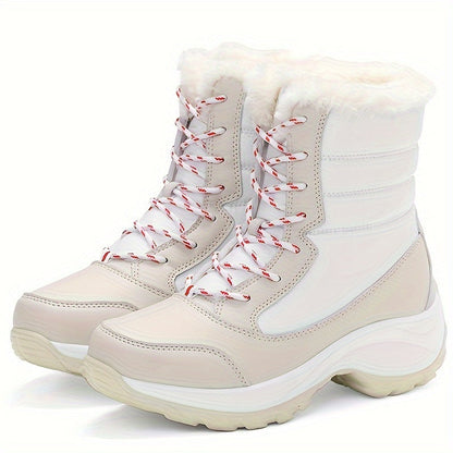 Catrinel | Damen Winterstiefel mit Schnürung, Runde Kappe, Warmem Fleecefutter & Plateausohle