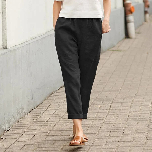 Damen Leinen-Baumwollhose – Weite Sommerhose mit Komfort & Stil