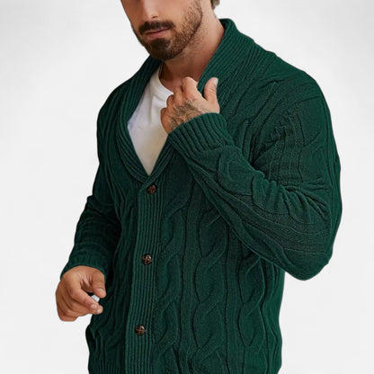 Kai | Herren Strickcardigan mit Knöpfen – Klassischer Braided Texture Knit Sweater