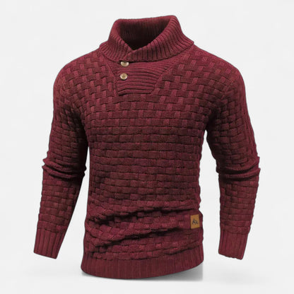 Jasper | Herren Strickpullover mit Knopfleiste – Klassischer Winterpullover in Solider Farbe