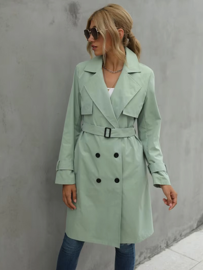 Sharlotte | Damen Trenchcoat mit Doppelreiher, Taillengürtel & Klassischem Design