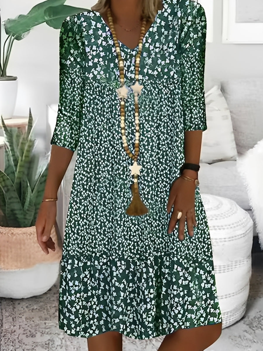 Damen Kleid – Locker geschnittenes Kleid mit V-Ausschnitt für Alltag & Sommer