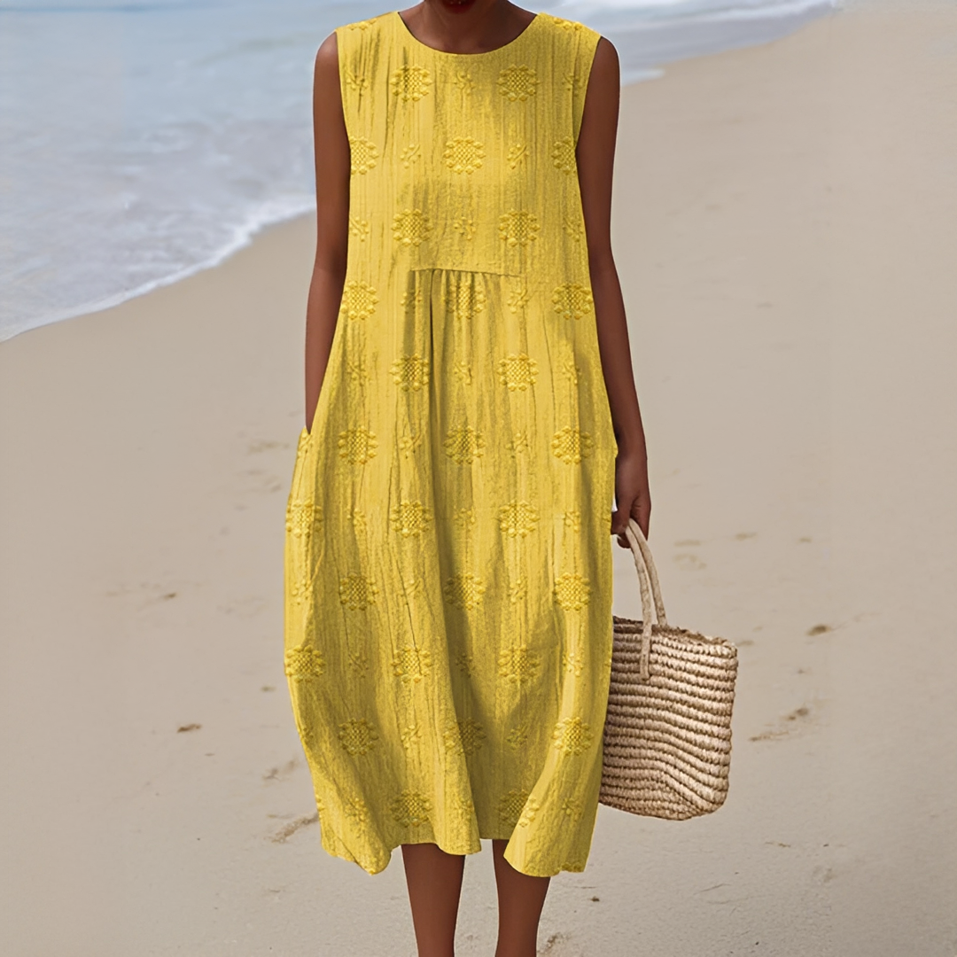 Damen ärmelloses Sommerkleid mit Taschen – Luftiges Kleid für Alltag, Urlaub und warme Tage