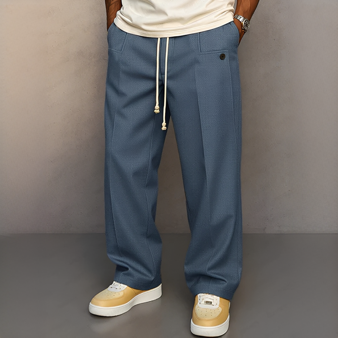Herren Hose mit Kordelzug – Leichte Freizeithose für Alltag, Büro und Reisen