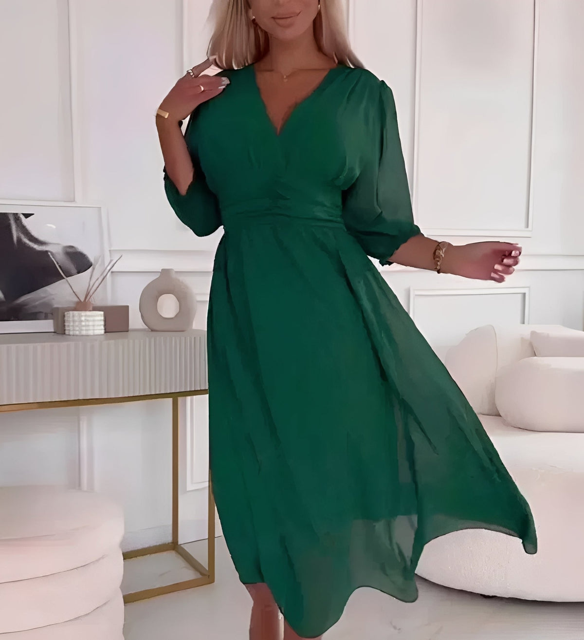 Damen Kleid – Elegantes Kleid mit Ellbogenärmeln für stilvolle Looks