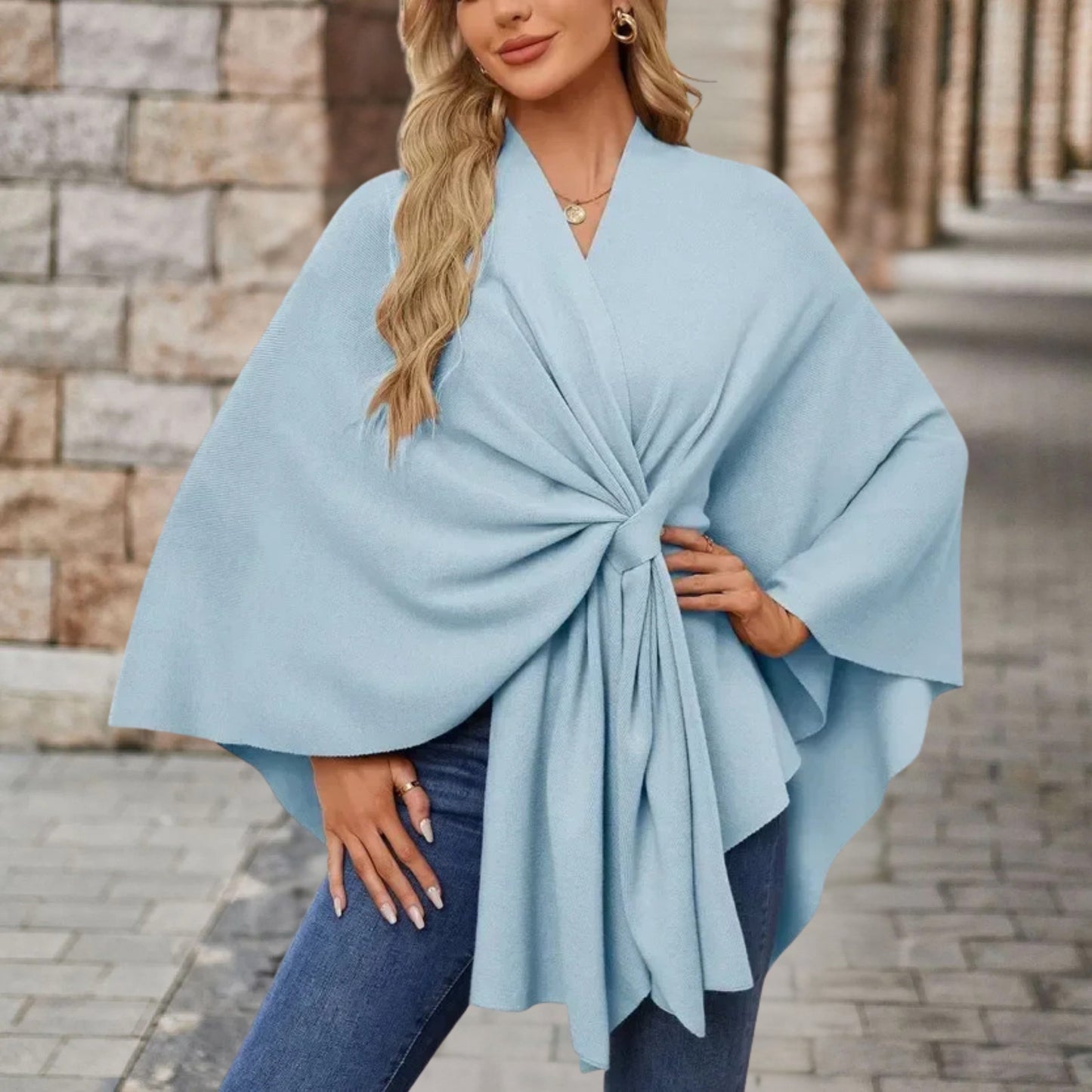 Elegantes Wickel-Poncho-Top Damen | Stilvolle Leichtigkeit & femininer Chic