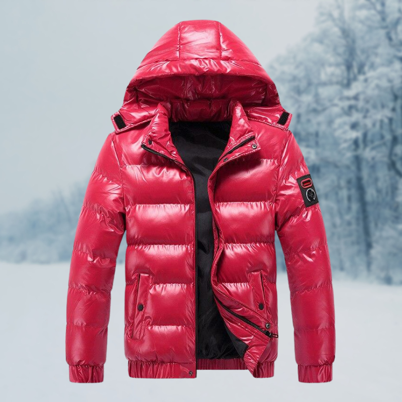 Mason | Herren Winterjacke Wasserdicht Gepolstert, Glänzende Steppjacke mit Kapuze