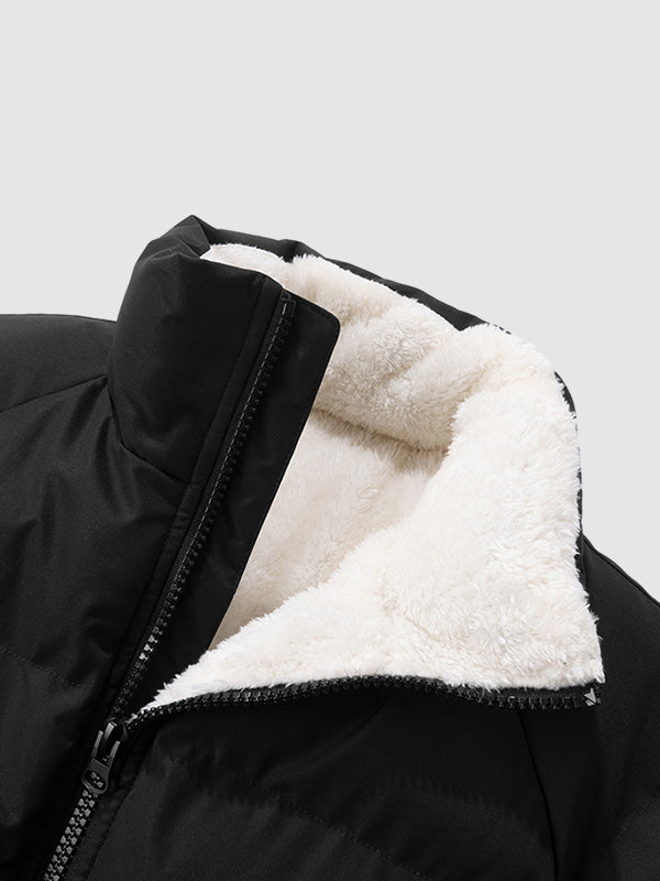 Herren | Gefütterte Fleece-Pufferjacke mit Kapuze – Warm & Stylisch
