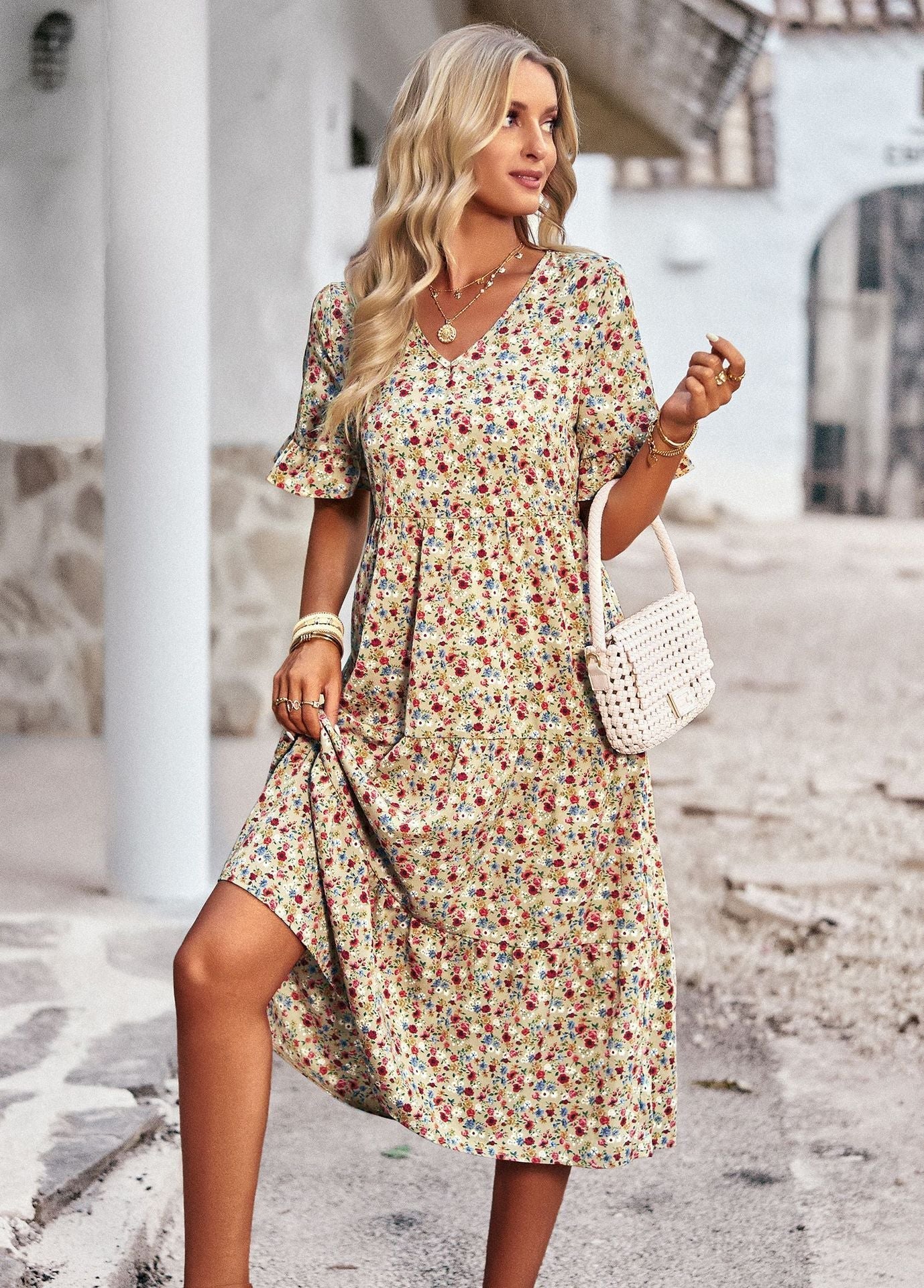 Damen Midikleid – Florales Kleid mit bequemer Passform