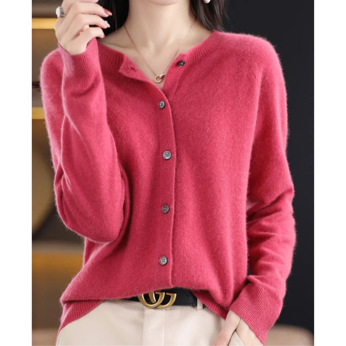 Damen Strickjacke aus Merinowolle und Kaschmir