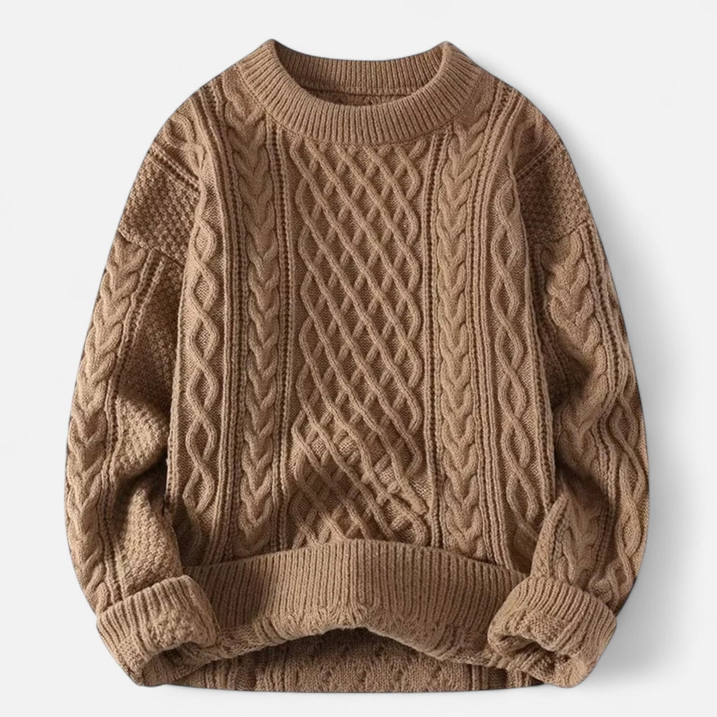 Herren Knit-Pullover mit Strukturiertem Zopfmuster – Klassisch, Warm & Vielseitig für Alltag & Office