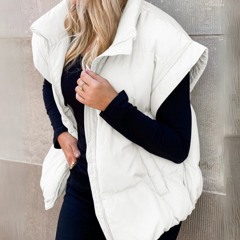 Halwina | Damen Kurzweste mit Stehkragen | Gefüttert & Reißverschluss