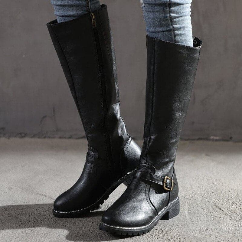 Amarisse | Damen Stiefel Kniehoch mit Blockabsatz, Eleganter Rundzehen-Stil & Hoher Tragekomfort