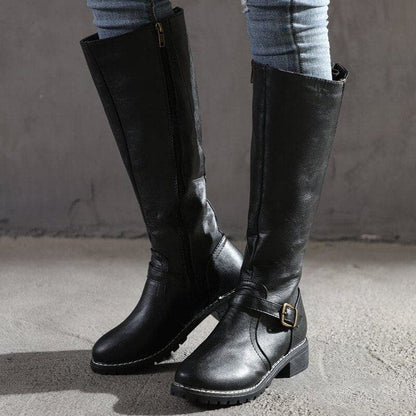 Amarisse | Damen Stiefel Kniehoch mit Blockabsatz, Eleganter Rundzehen-Stil & Hoher Tragekomfort