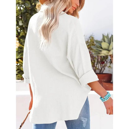 Alifair | Damen Bluse in Unifarbe mit Knopfleiste & Hemdkragen – Elegante Langarmbluse mit Brusttasche für Büro & Freizeit