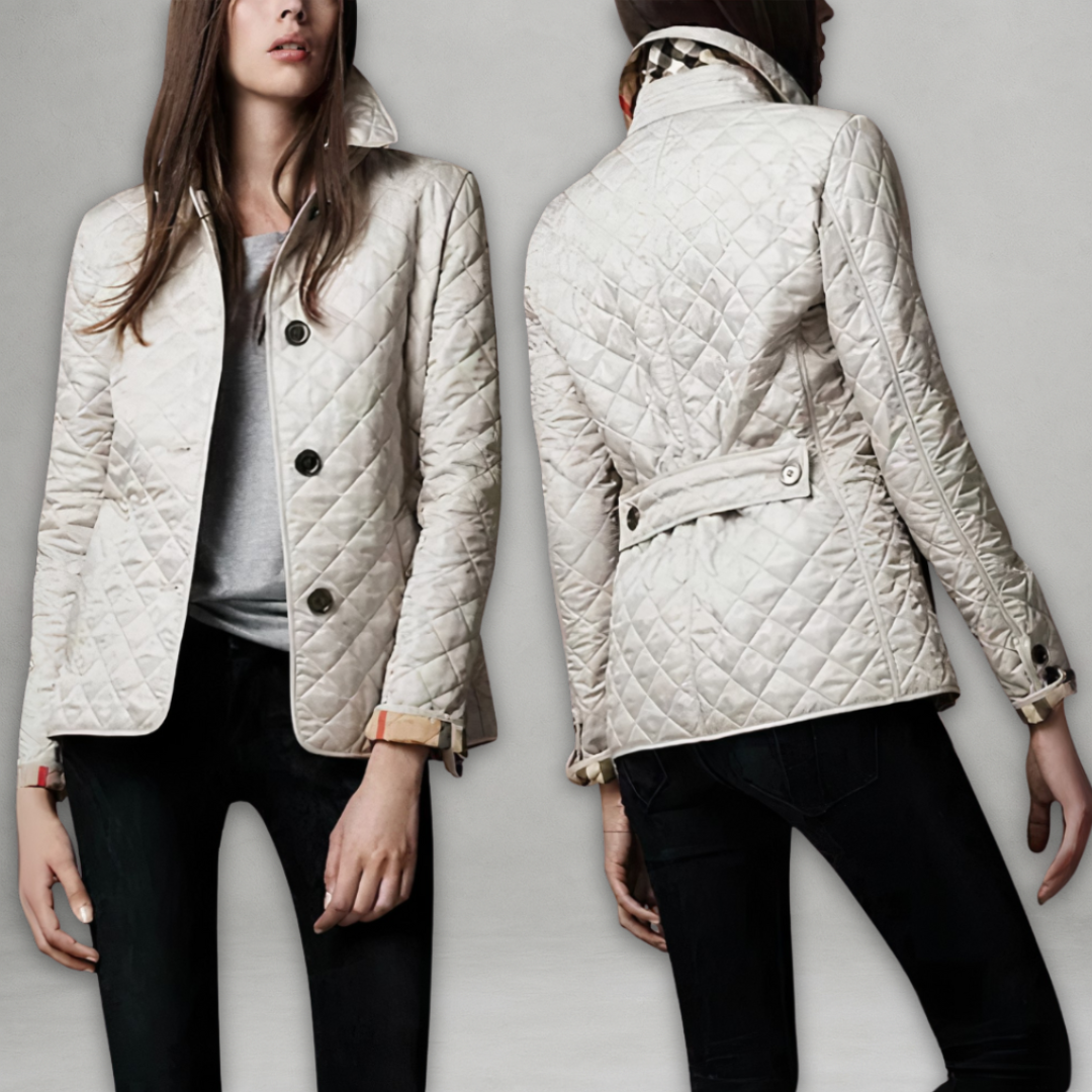 Gestepfte Damen Übergangsjacke mit Taillenriegel | Modern & Figurschmeichelnd
