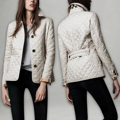 Gestepfte Damen Übergangsjacke mit Taillenriegel | Modern & Figurschmeichelnd