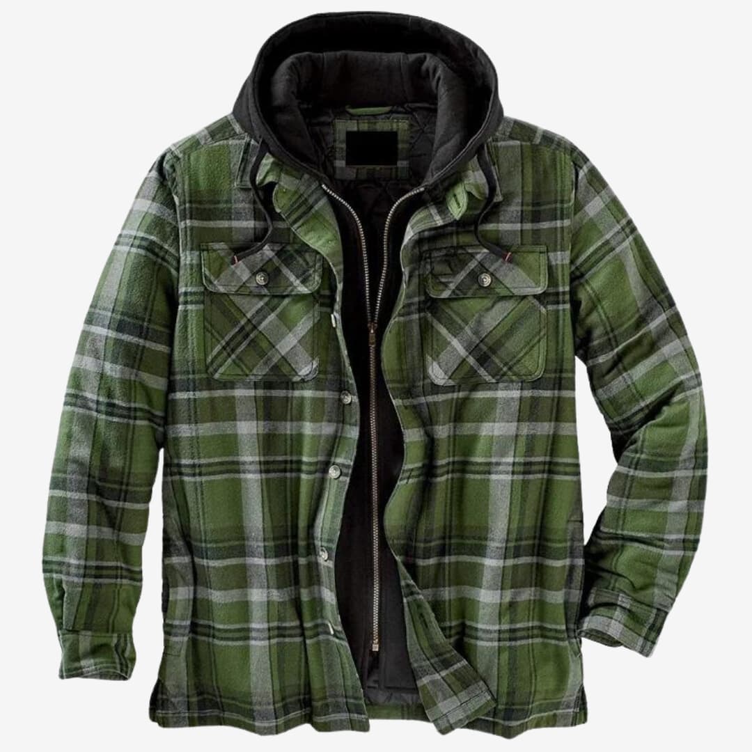 Flanelljacke Herren mit Kapuze & Fleecefutter | Warm, Lässig & Outdoor-Tauglich