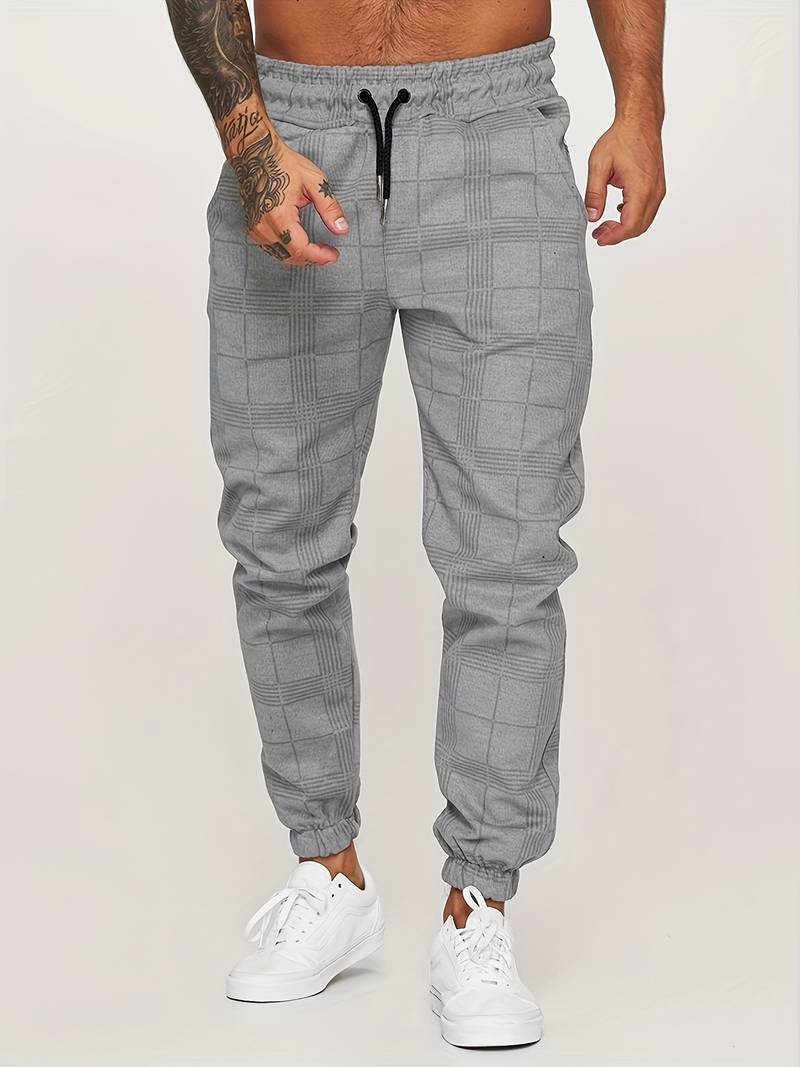 Henry | Herren Jogginghose mit Karomuster | Bequeme Freizeithose mit Kordelzug