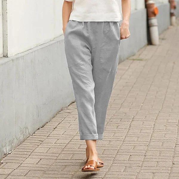 Damen Leinen-Baumwollhose – Weite Sommerhose mit Komfort & Stil
