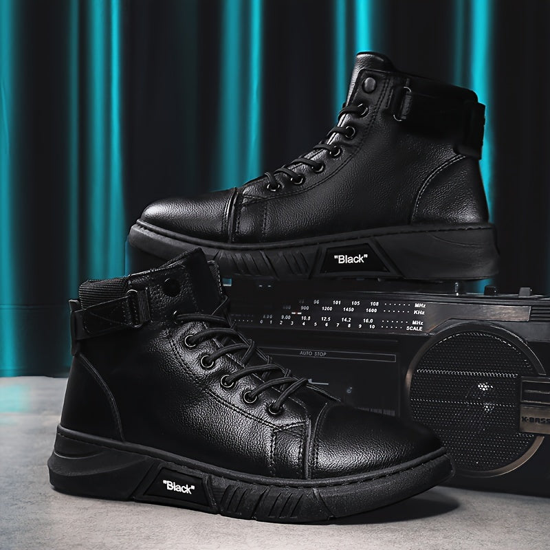 Xavian | Herren Winterstiefel Schwarz mit Hohem Schaft, Schnürung & Knöchelriemen