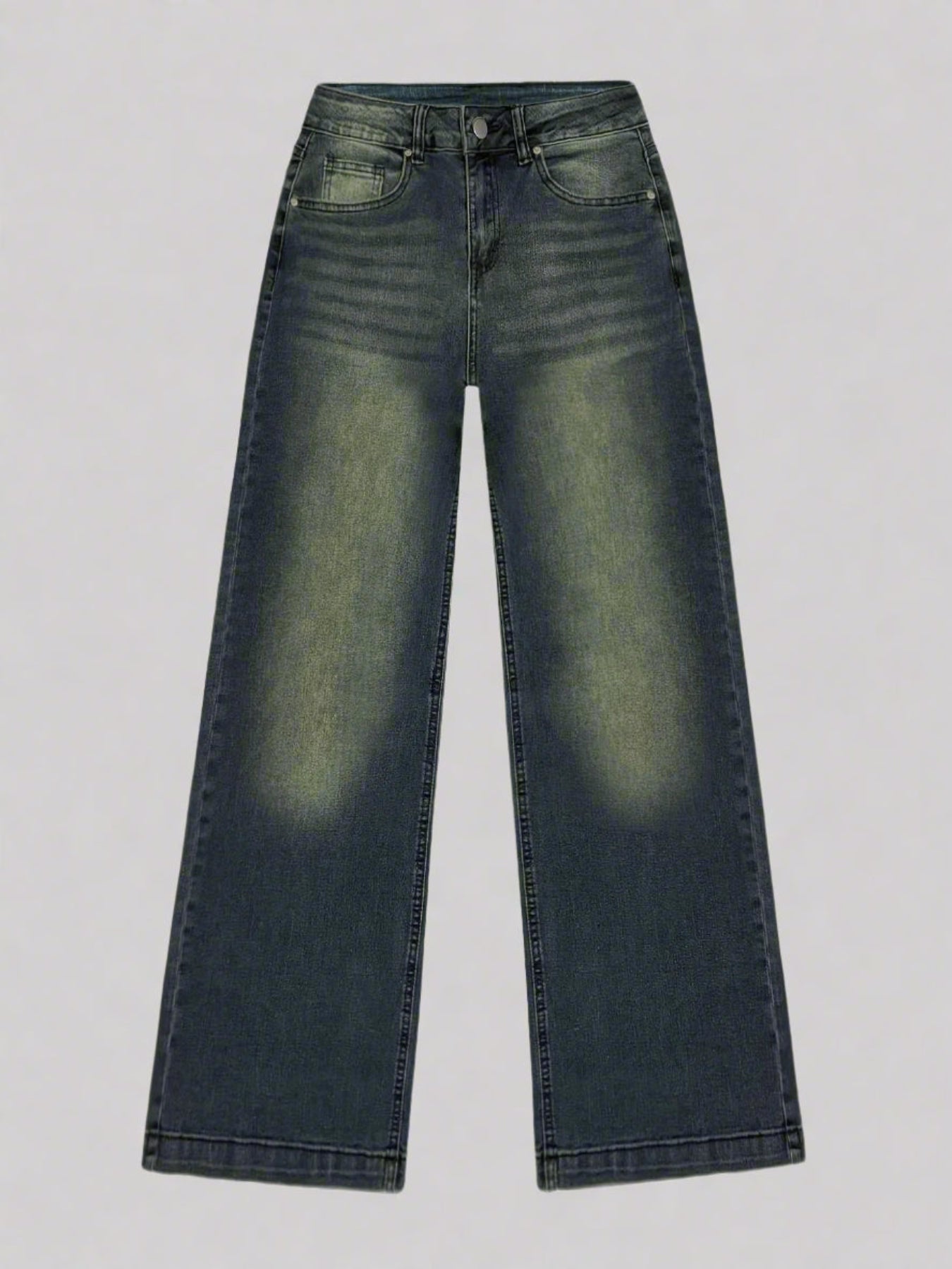 Emerlina | Damen Baggy Jeans mit Weitem Bein & Leichter Waschung | Trendige Loose Fit Denim Hose