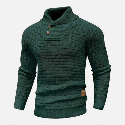 Jasper | Herren Strickpullover mit Knopfleiste – Klassischer Winterpullover in Solider Farbe