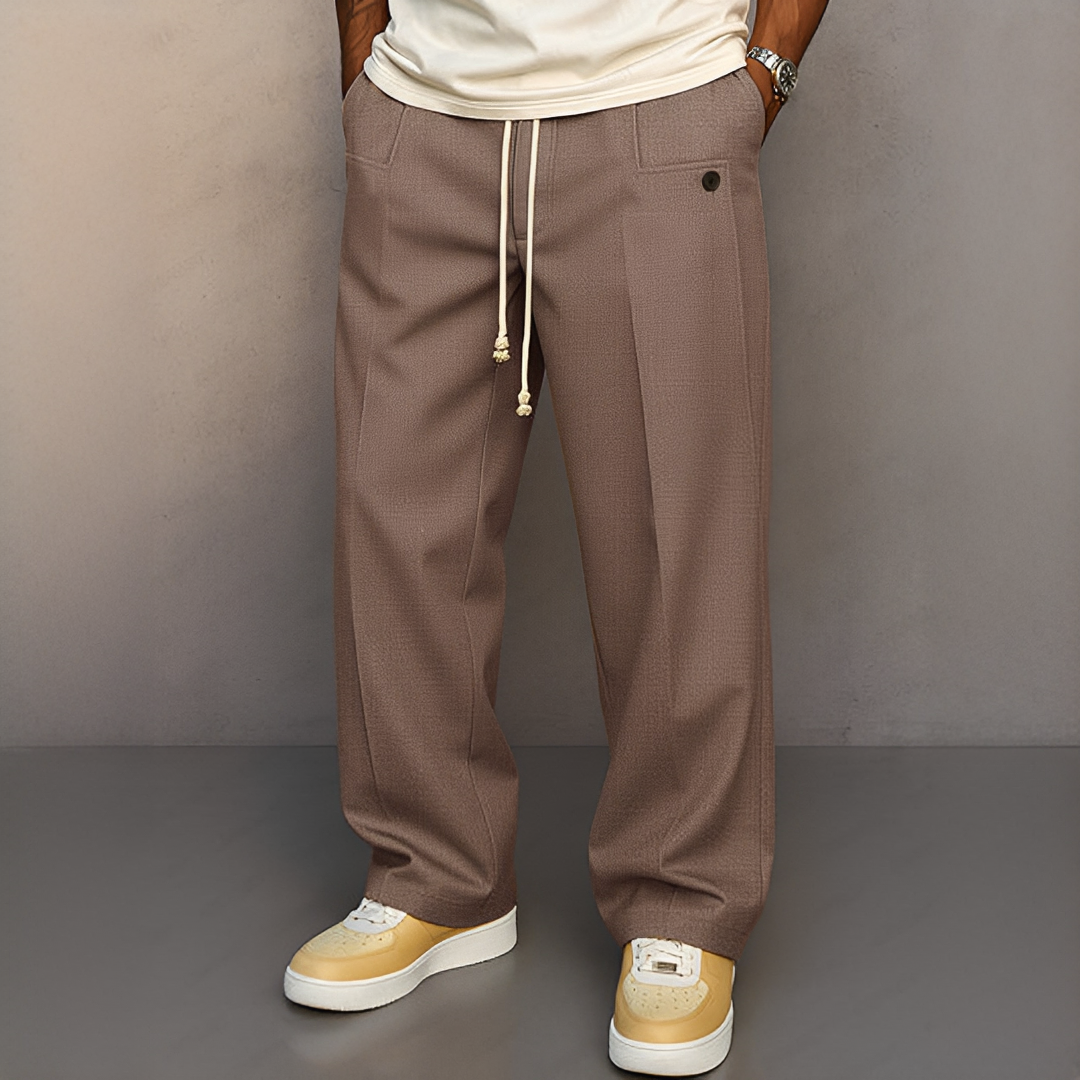 Herren Hose mit Kordelzug – Leichte Freizeithose für Alltag, Büro und Reisen