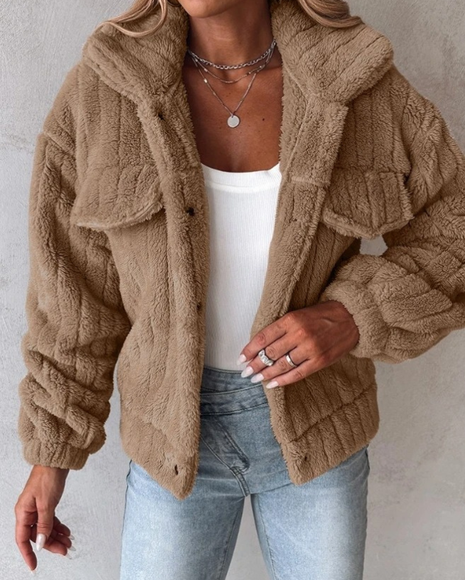 Gadrisse | Kurzjacke Damen Teddy-Stil | Kuschelig, Reverskragen & Stilvoll für Alltag und Freizeit