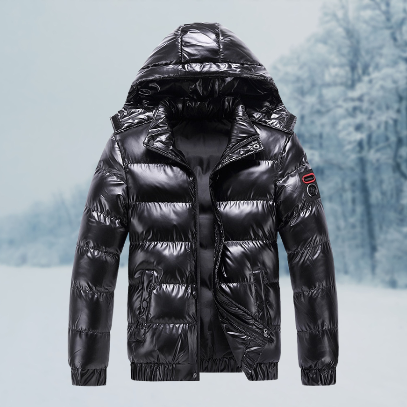 Mason | Herren Winterjacke Wasserdicht Gepolstert, Glänzende Steppjacke mit Kapuze