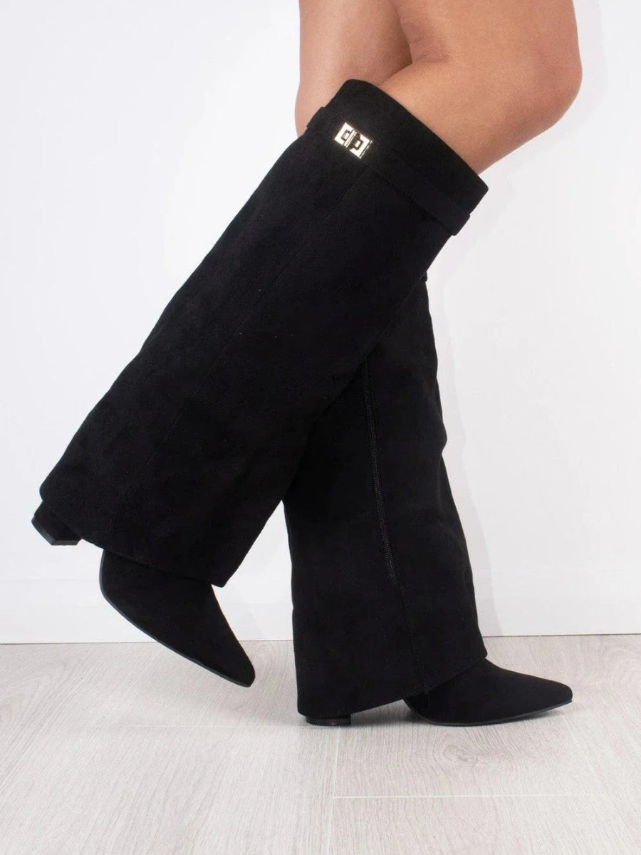 Damen Kniehohe Stiefel | Weiter Schaft & Stabiler Blockabsatz für Elegante Silhouette