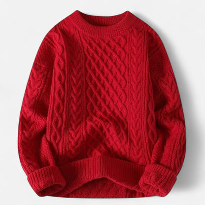 Herren Knit-Pullover mit Strukturiertem Zopfmuster – Klassisch, Warm & Vielseitig für Alltag & Office