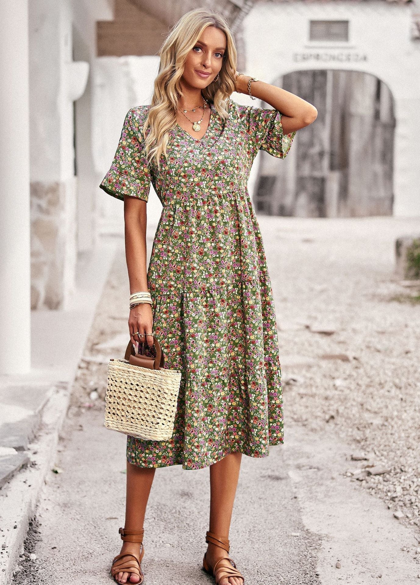 Damen Midikleid – Florales Kleid mit bequemer Passform