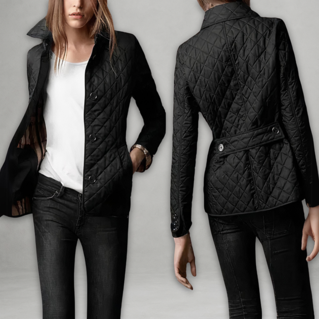Gestepfte Damen Übergangsjacke mit Taillenriegel | Modern & Figurschmeichelnd