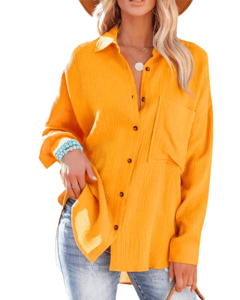 Hennalore | Locker geschnittene Bluse mit Reverskragen & Brusttasche